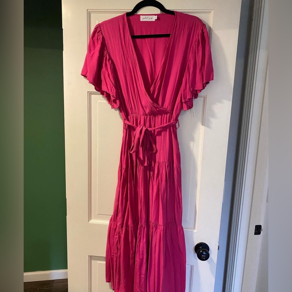 Hot Pink Petal & Pup Midi Dress